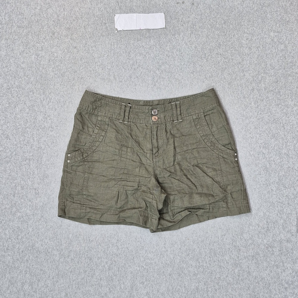 INC International Concepts Women Shorts 2 Green Linen Coastal Beach Outdoor